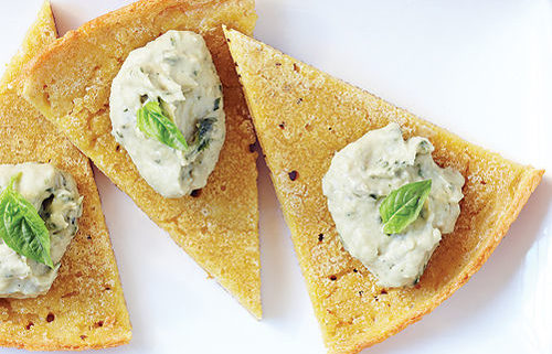 Chickpea Pancakes with White Bean and Basil Tapenade